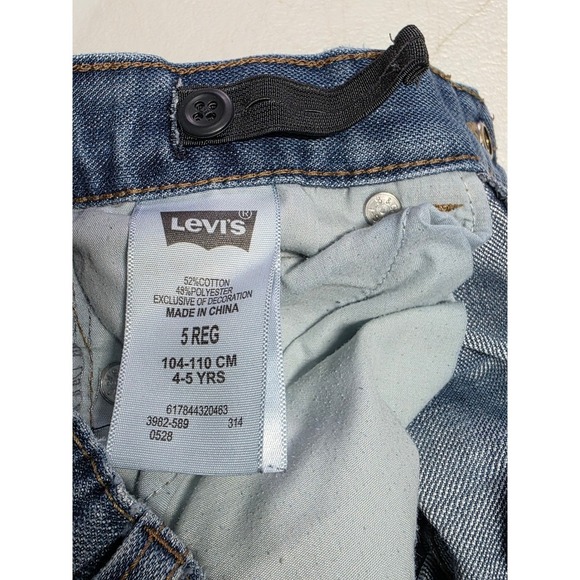 Levi's Kids Jeans Size 5 Regular Blue Denim Adjustable Waist Straight Leg - Picture 5 of 8